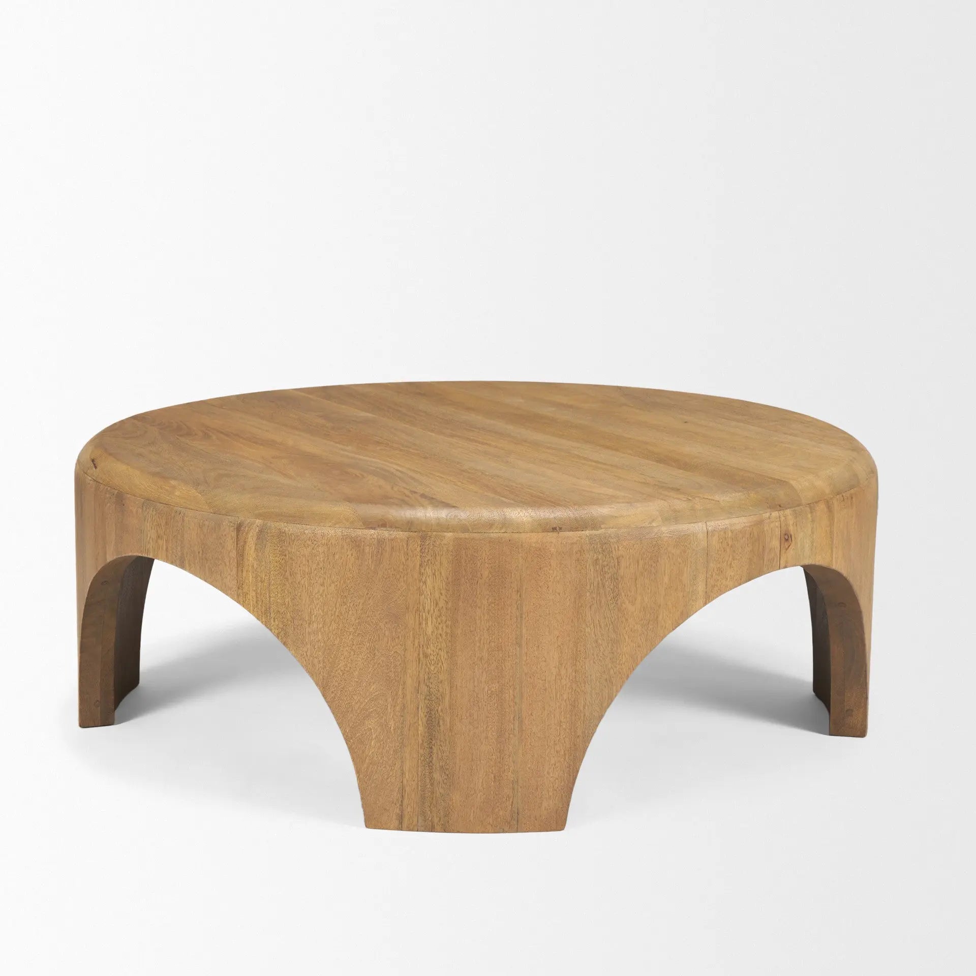 45" Brown Solid Wood Round Coffee Table Homeroots Living Room