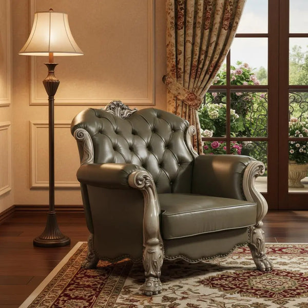 45" Champagne Faux Leather Arm Chair Homeroots Living Room