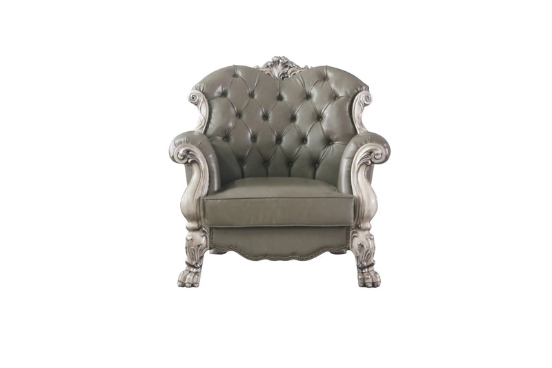45" Champagne Faux Leather Arm Chair Homeroots Living Room