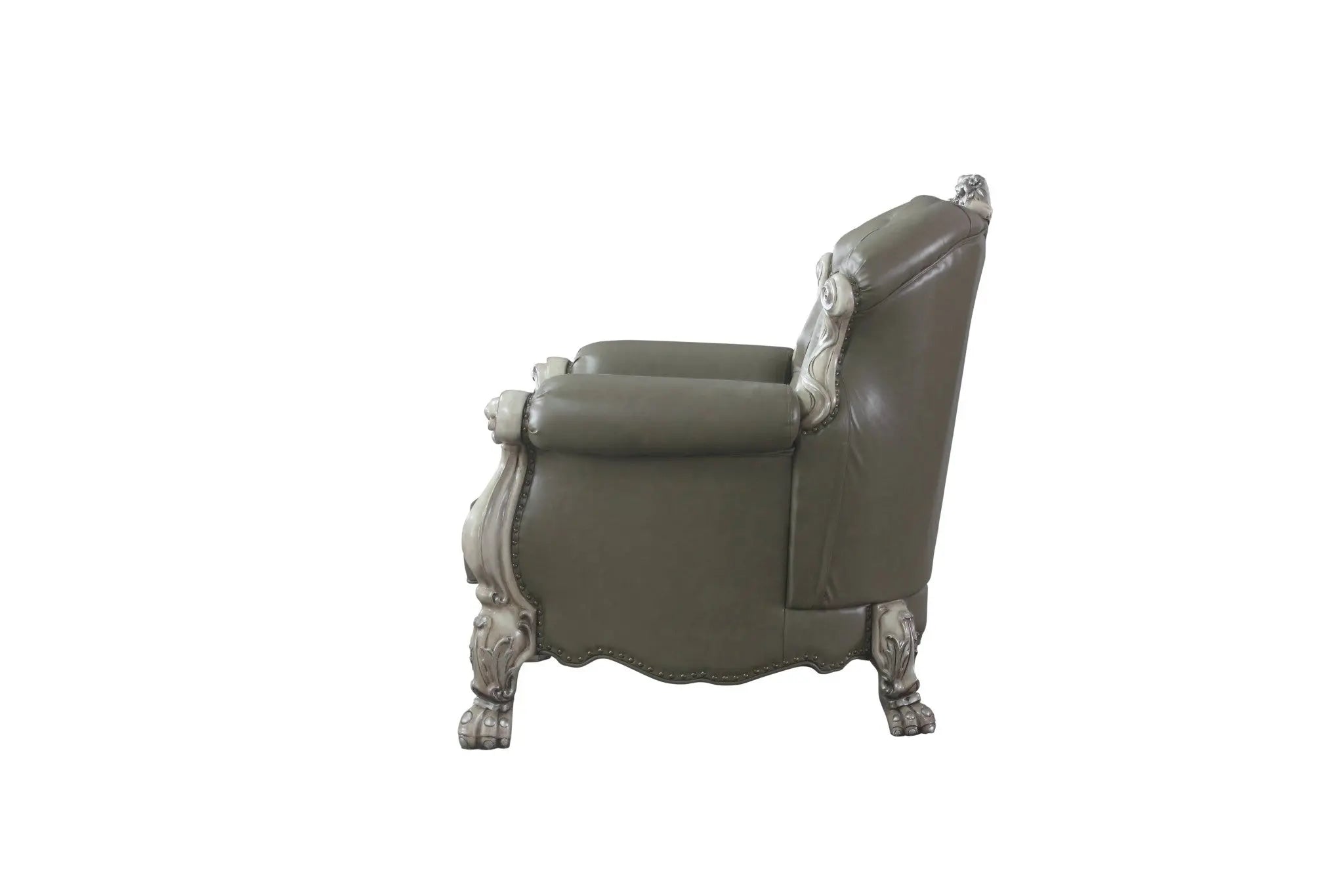 45" Champagne Faux Leather Arm Chair Homeroots Living Room