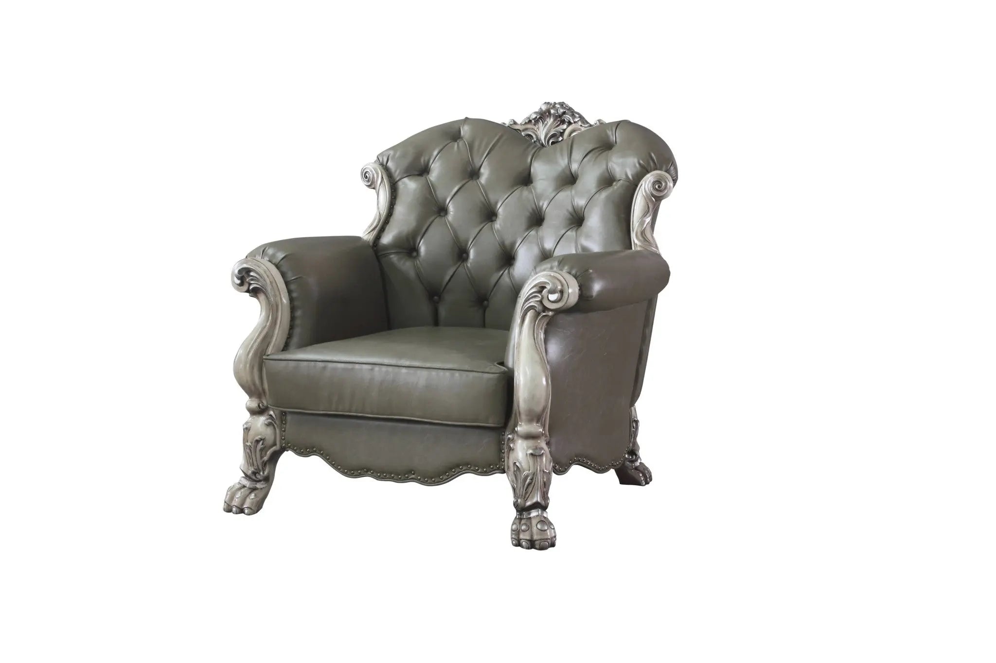 45" Champagne Faux Leather Arm Chair Homeroots Living Room