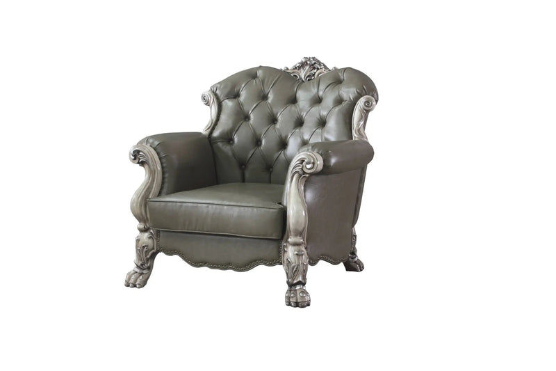 45" Champagne Faux Leather Arm Chair Homeroots Living Room