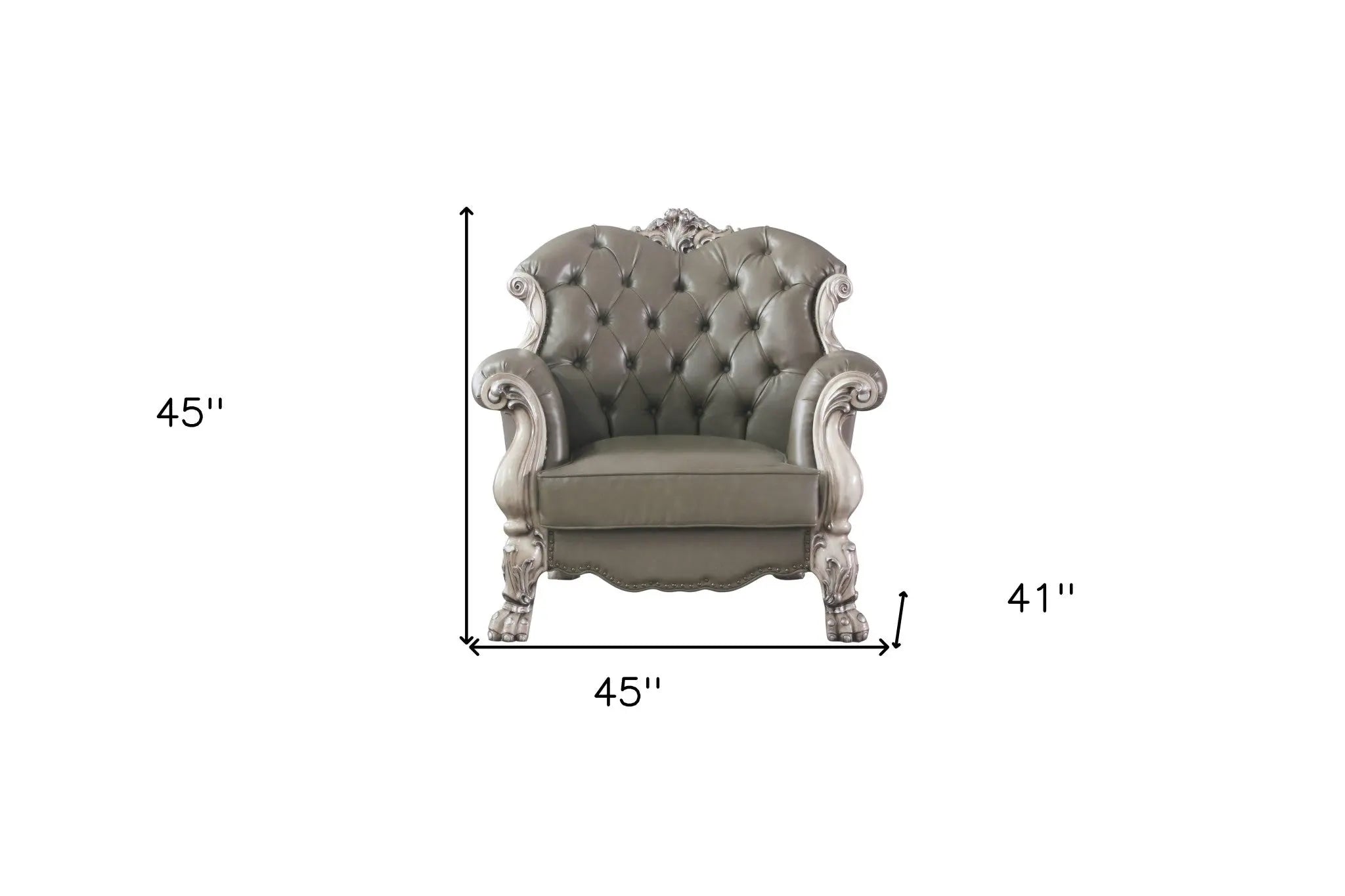 45" Champagne Faux Leather Arm Chair Homeroots Living Room