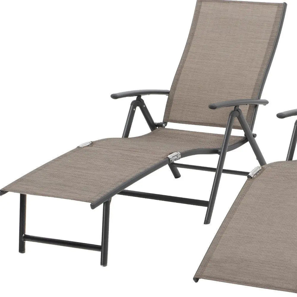 45" Espresso Aluminum Eight Position Adjustable Outdoor Folding Chaise Lounge Homeroots Outdoor