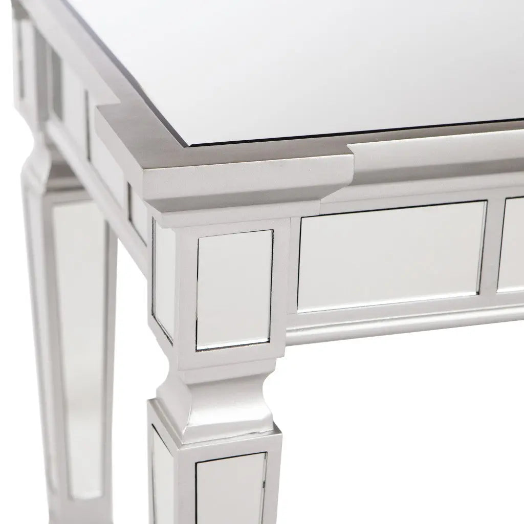45" Silver Mirrored Glass Free Form Console Table Homeroots Living Room