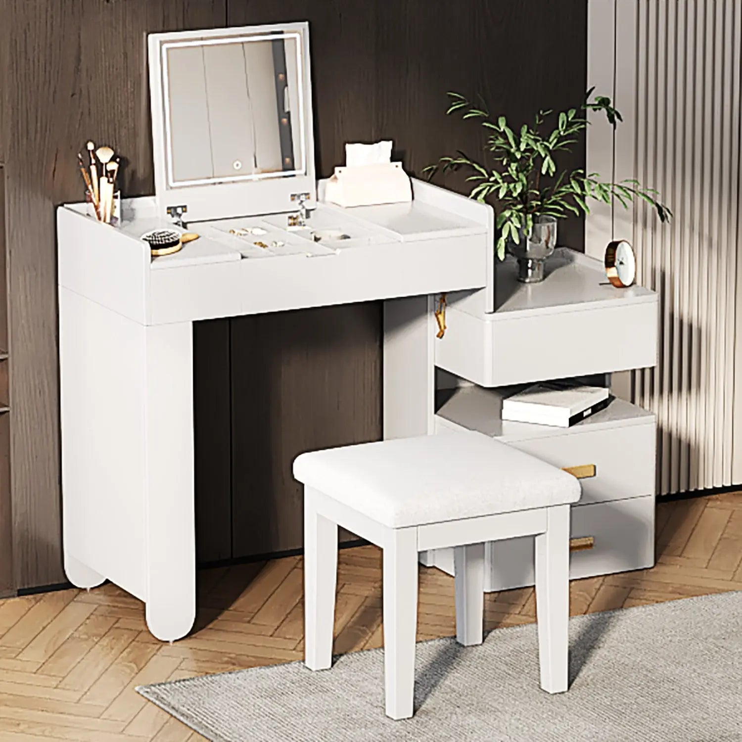 45" White Five Drawer Vanity Table - GreatEagleInc
