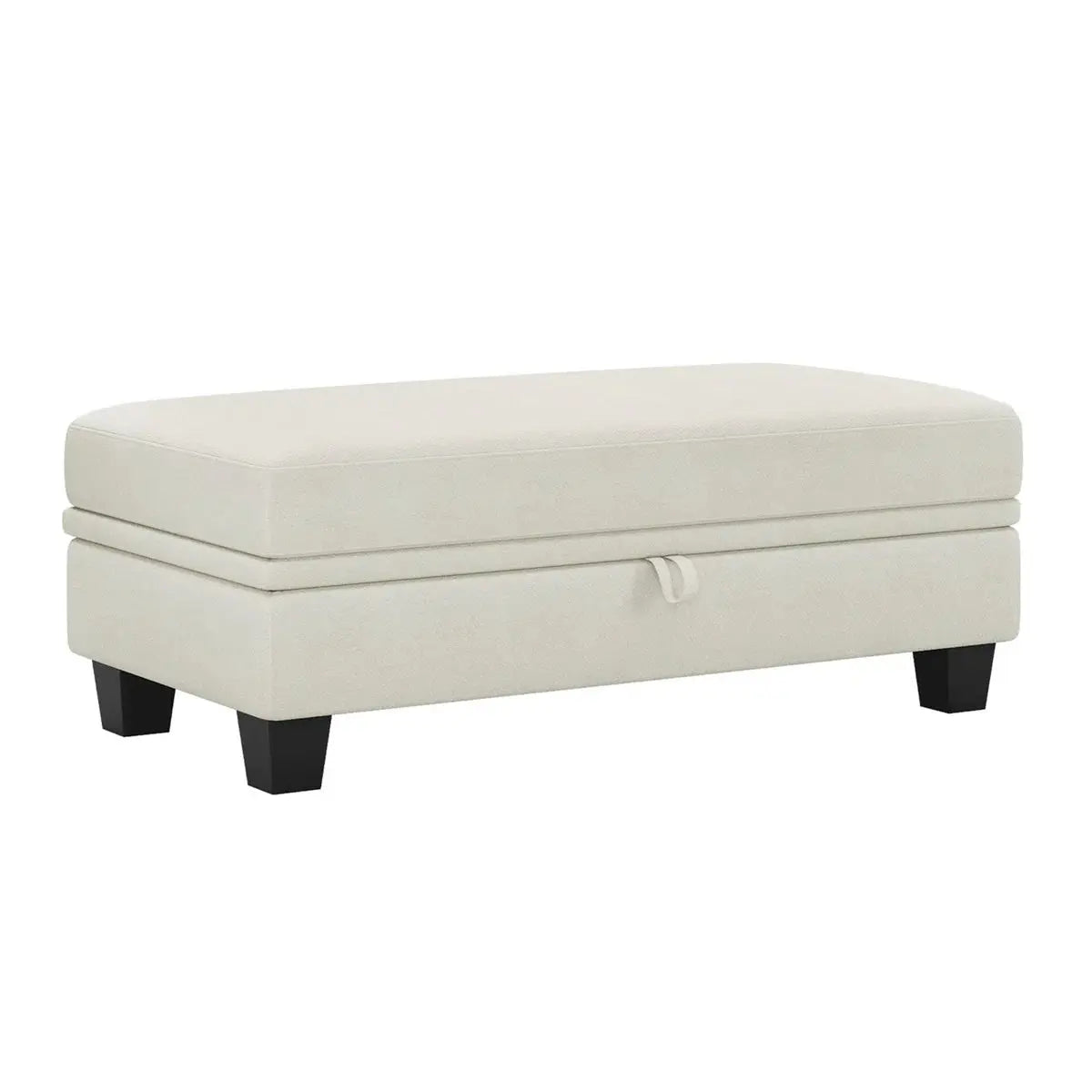 46" Beige and Black Chenille Storage Ottoman Homeroots Living Room