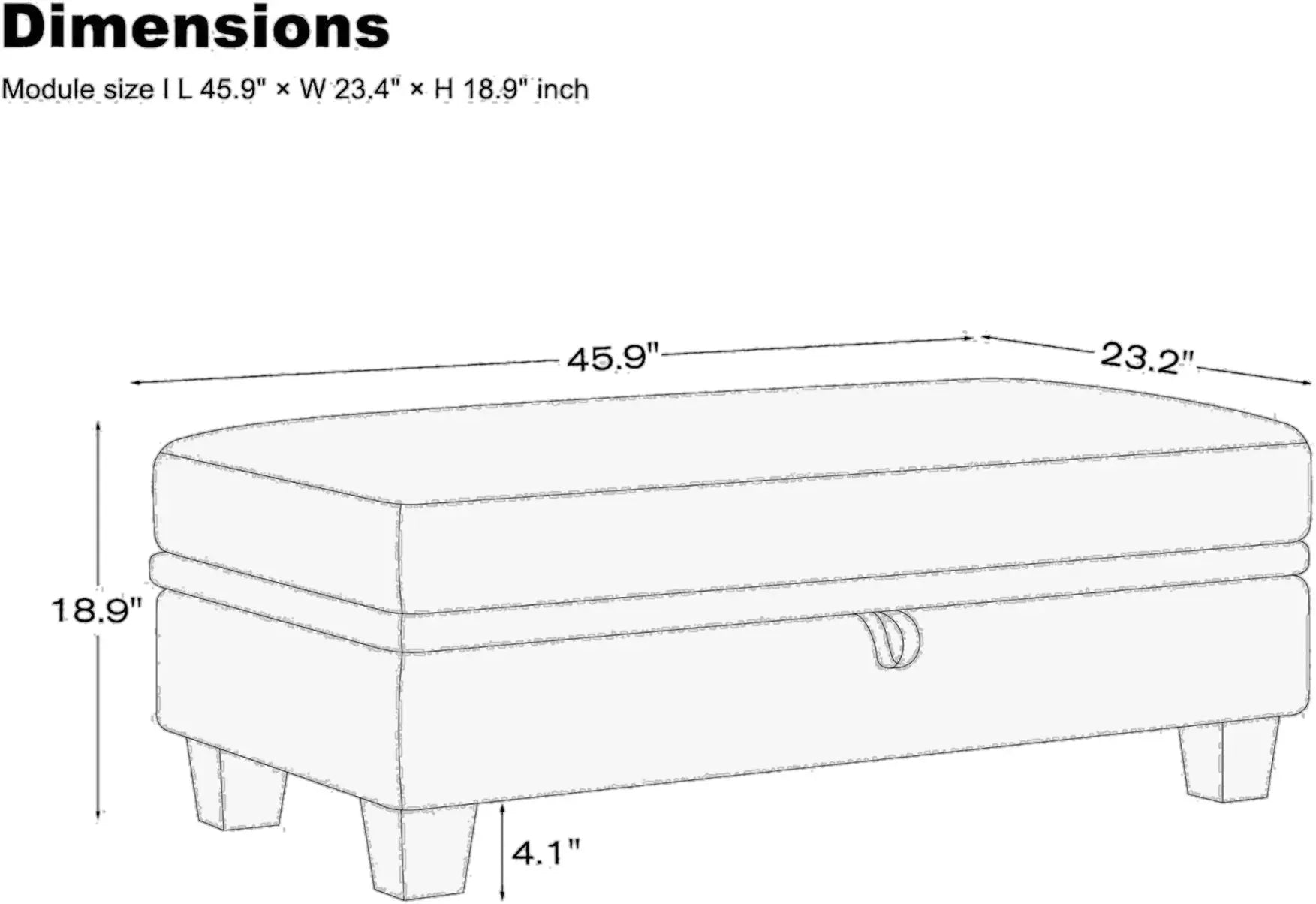 46" Beige and Black Chenille Storage Ottoman Homeroots Living Room