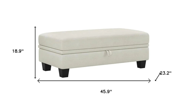 46" Beige and Black Chenille Storage Ottoman Homeroots Living Room