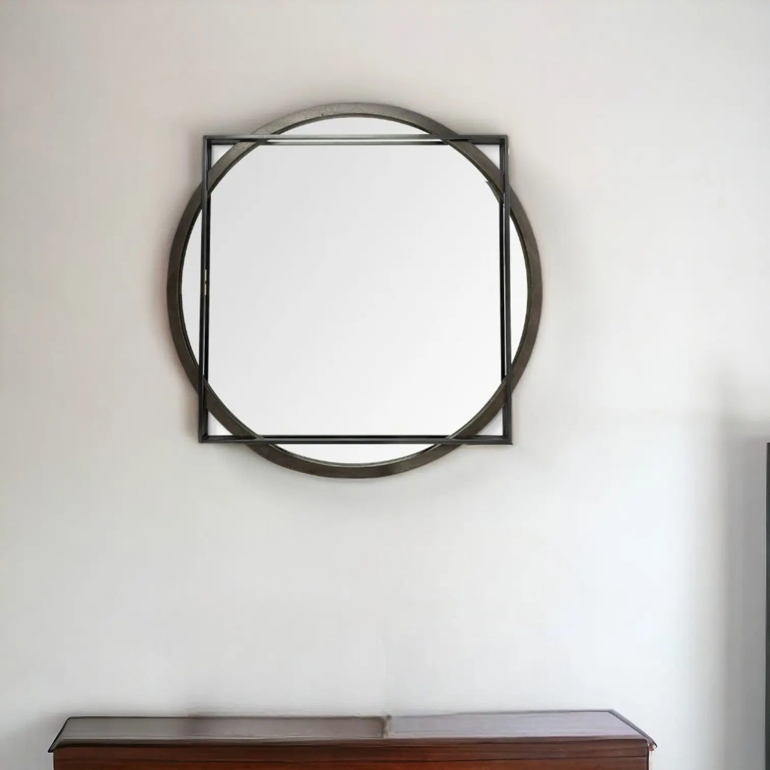 46" Black Abstract Metal Framed Accent Mirror Homeroots Bed & Bath