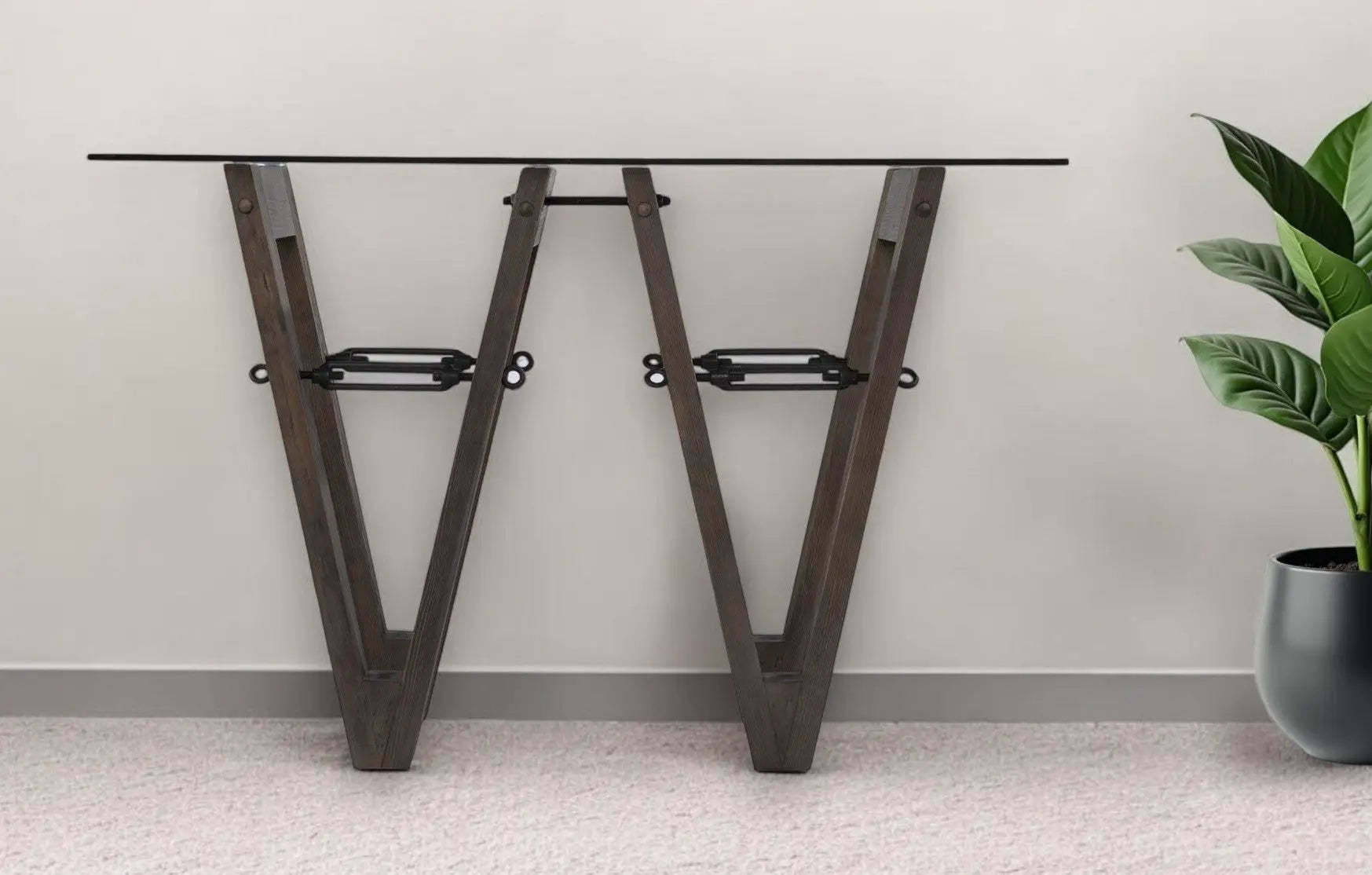 46" Clear and Gray Brown Glass Abstract Console Table Homeroots Living Room