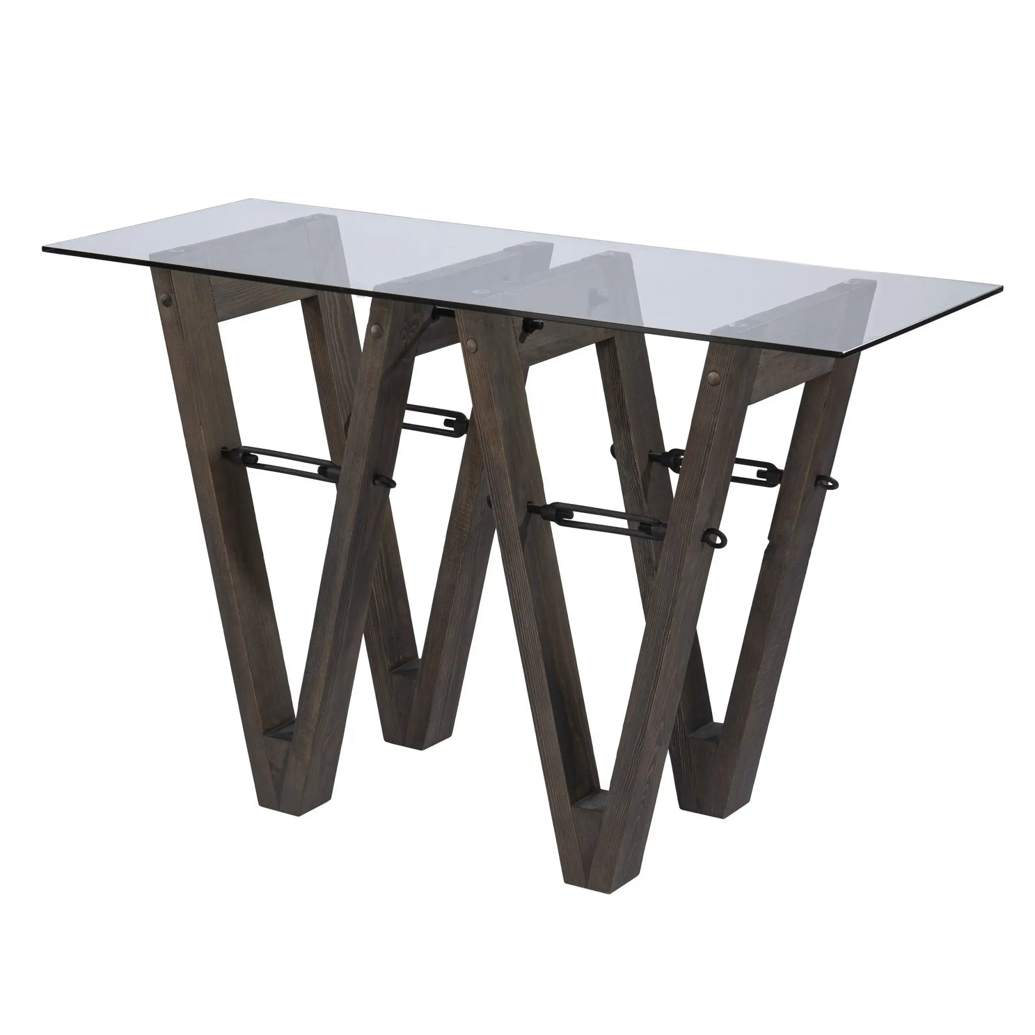46" Clear and Gray Brown Glass Abstract Console Table Homeroots Living Room