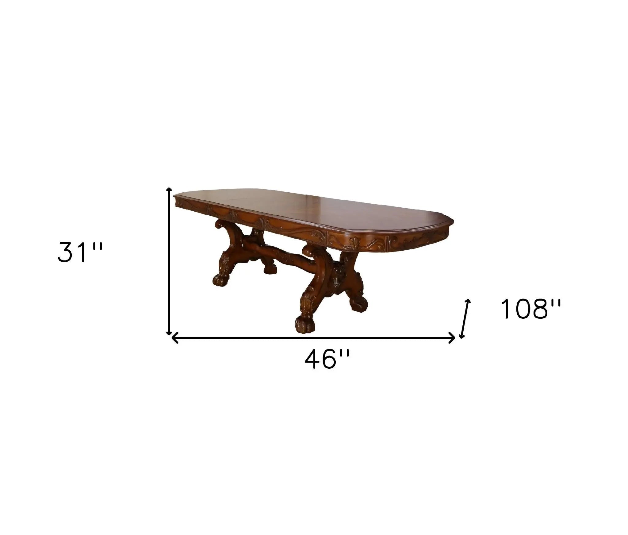 46" Dark Brown Free Form Solid Wood Double Pedestal Base Dining Table - GreatEagleInc