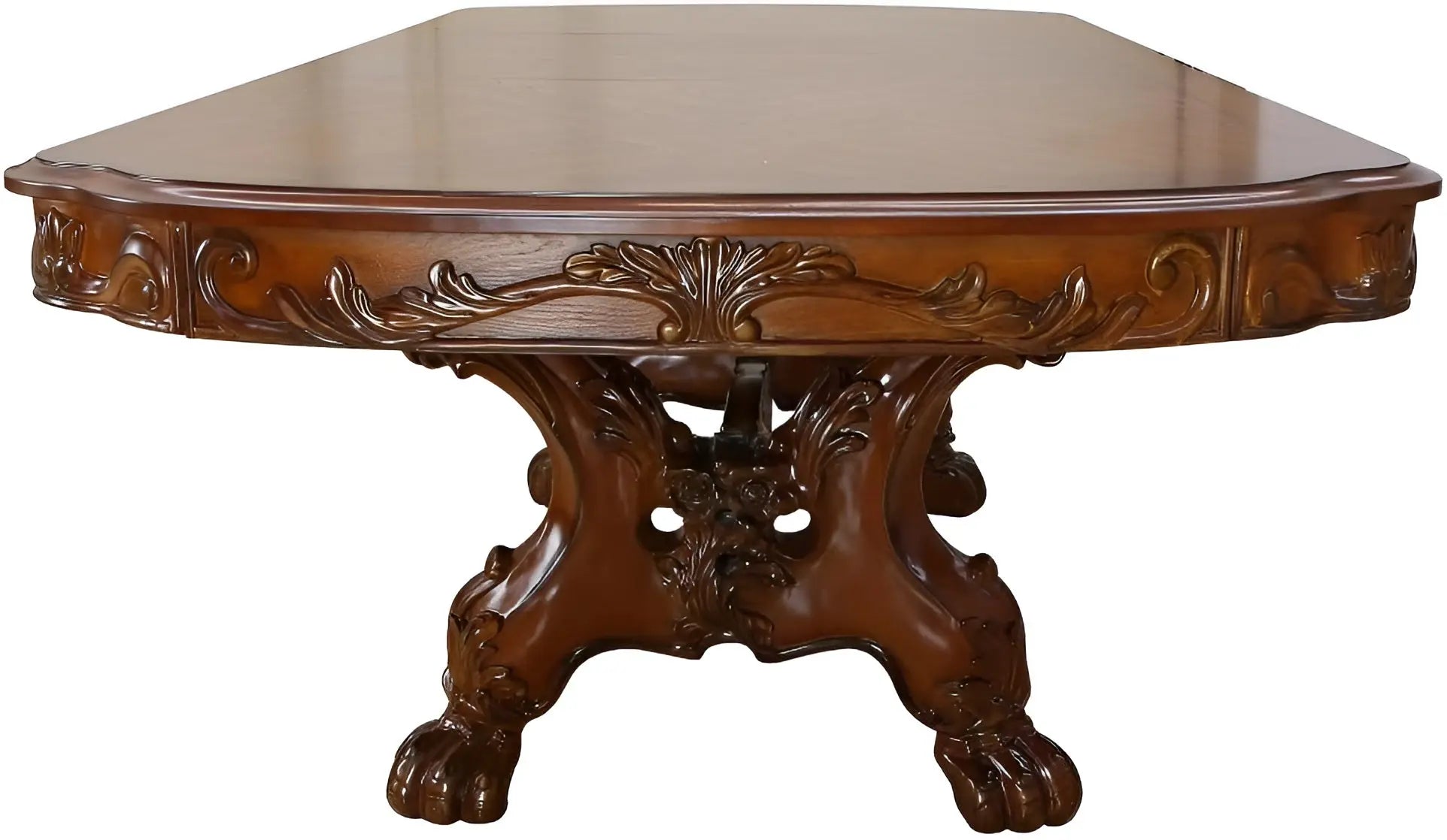 46" Dark Brown Free Form Solid Wood Double Pedestal Base Dining Table - GreatEagleInc
