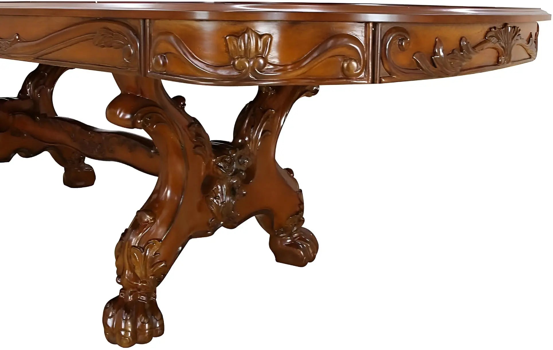 46" Dark Brown Free Form Solid Wood Double Pedestal Base Dining Table - GreatEagleInc
