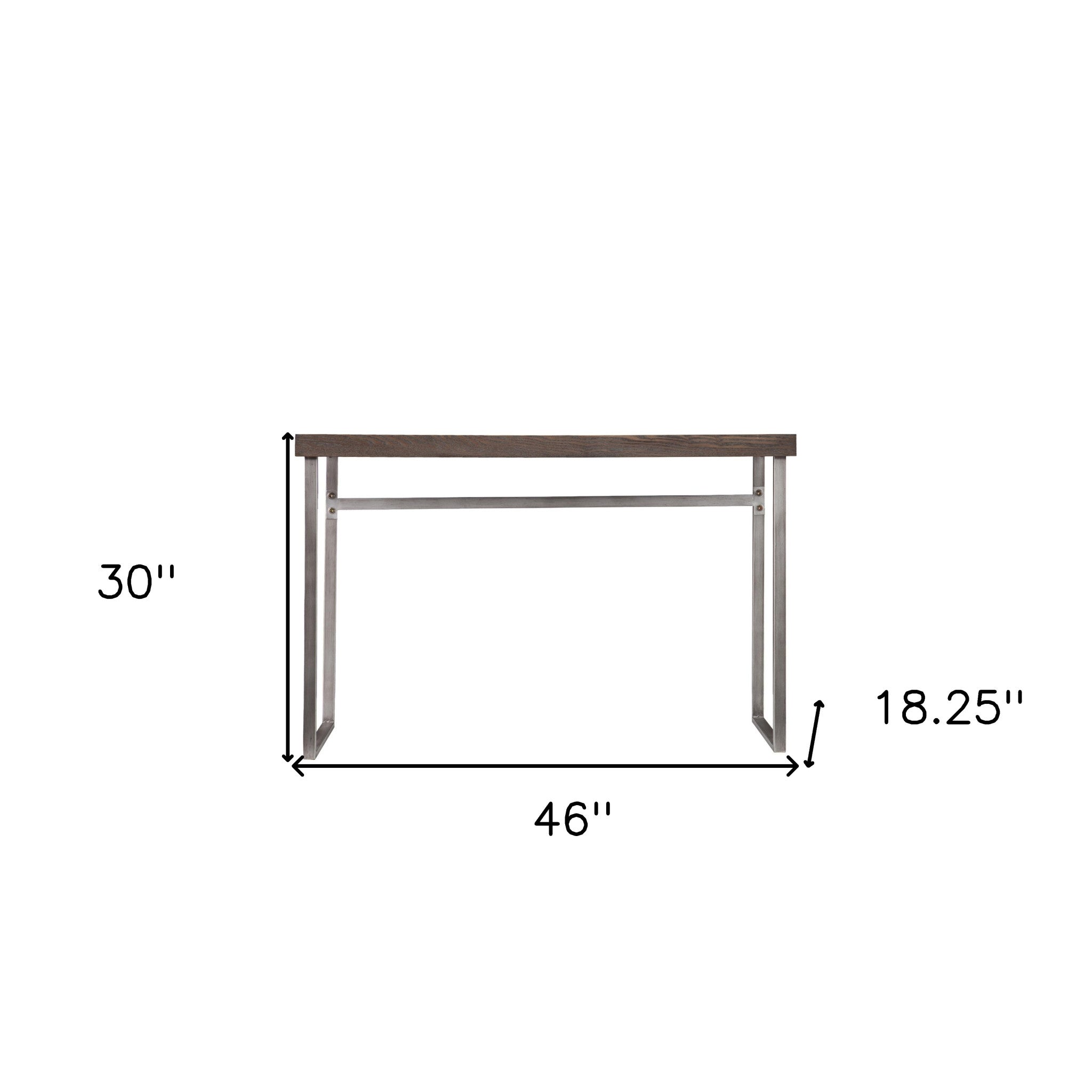 46" Gray Brown and Silver Distressed Sled Console Table Homeroots Living Room