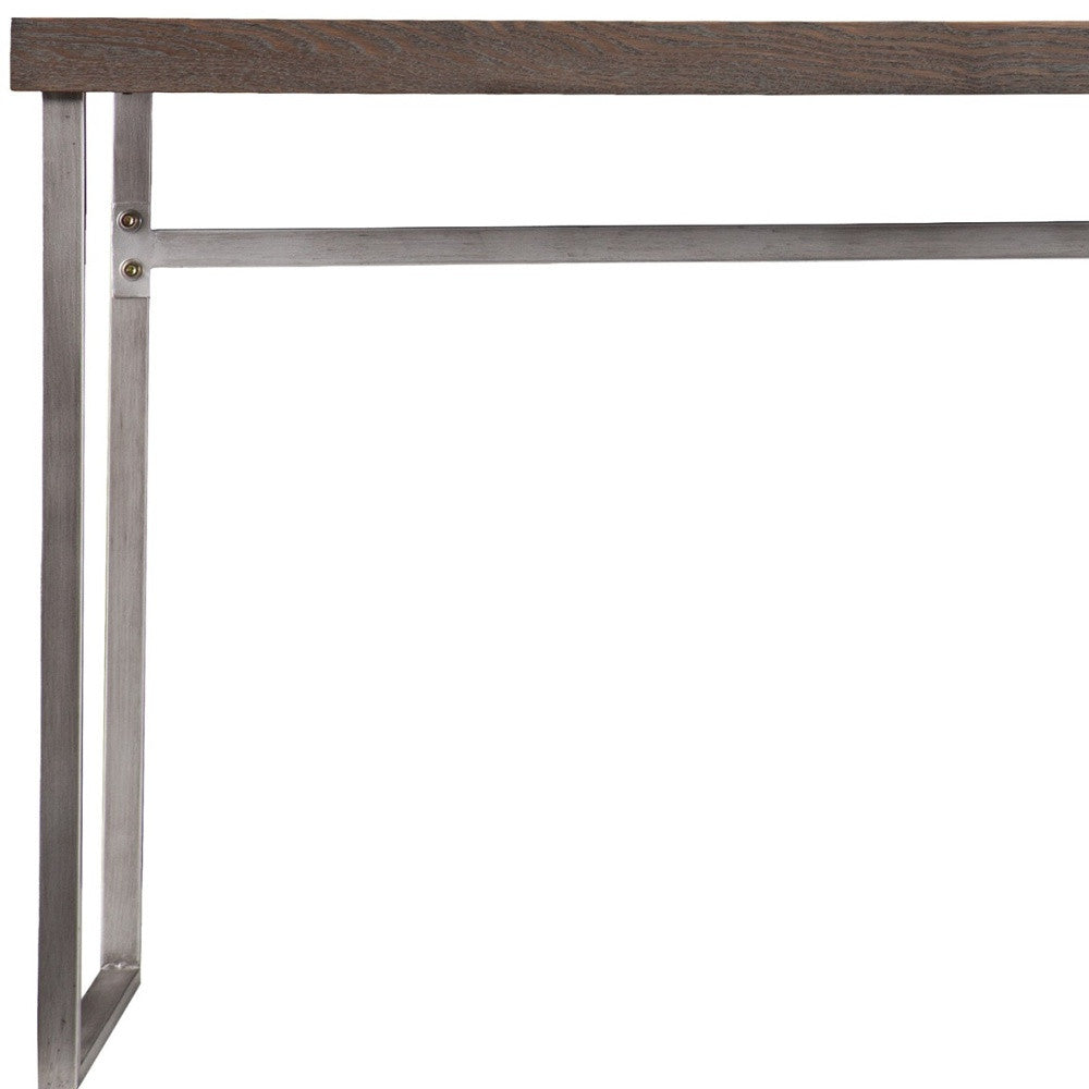 46" Gray Brown and Silver Distressed Sled Console Table Homeroots Living Room