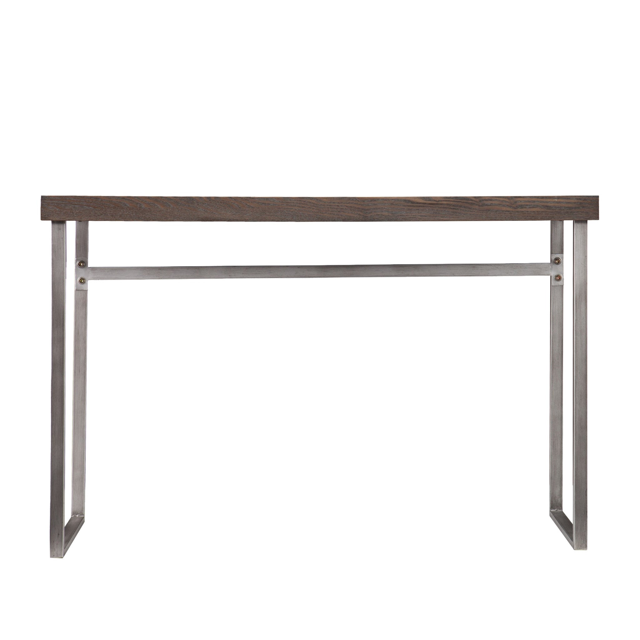 46" Gray Brown and Silver Distressed Sled Console Table Homeroots Living Room