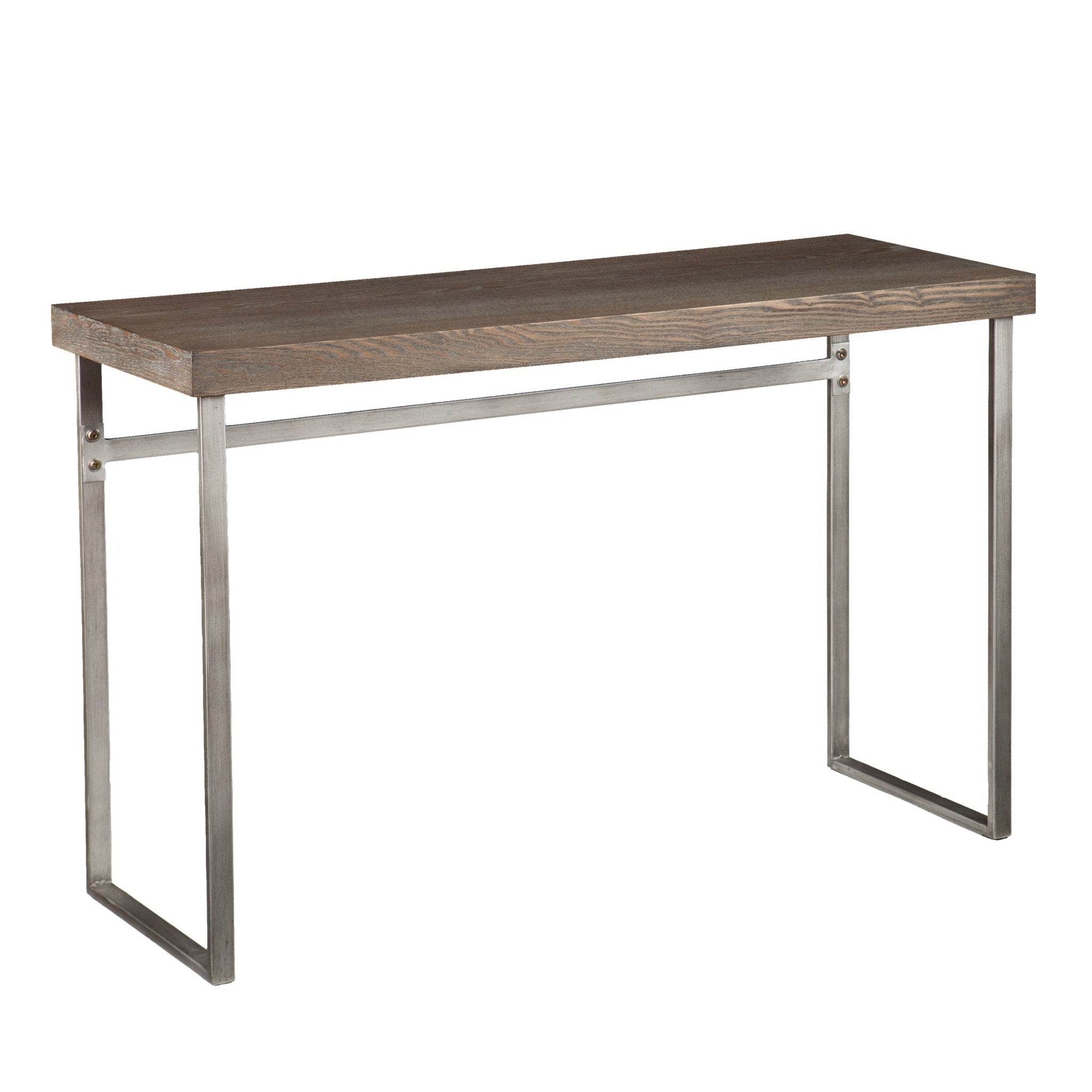46" Gray Brown and Silver Distressed Sled Console Table Homeroots Living Room