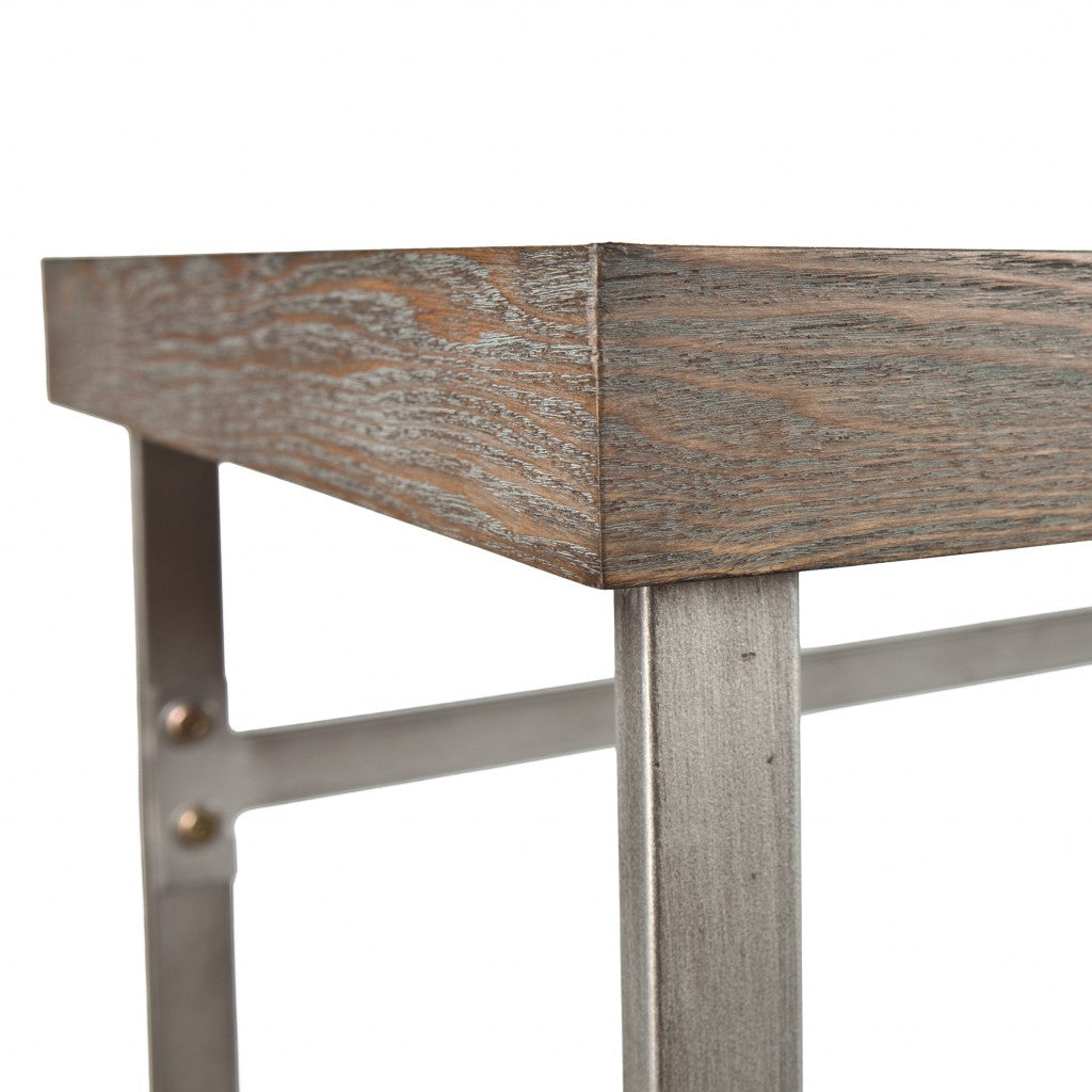 46" Gray Brown and Silver Distressed Sled Console Table Homeroots Living Room