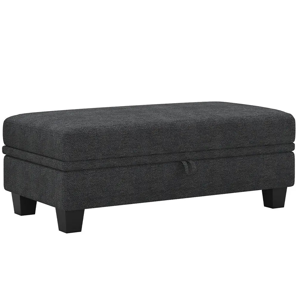 46" Gray and Black Chenille Storage Ottoman Homeroots Living Room