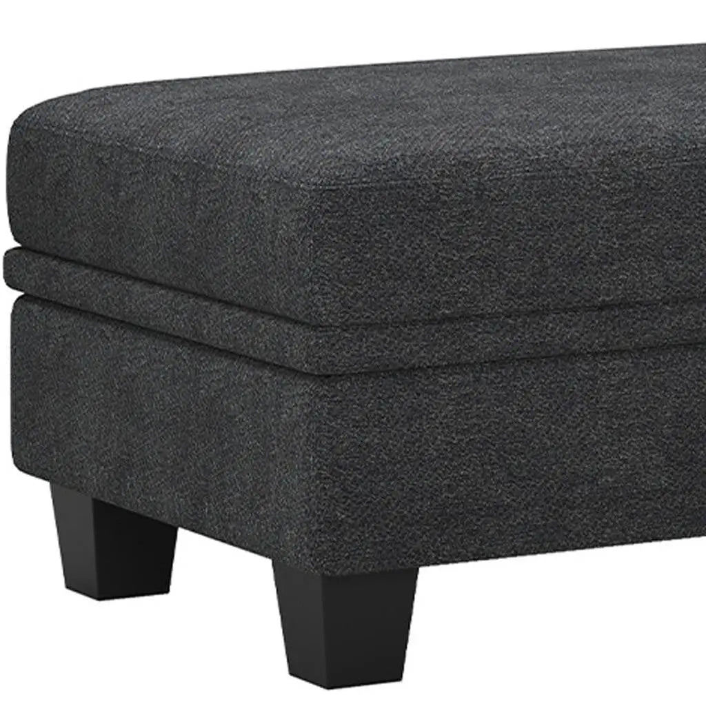46" Gray and Black Chenille Storage Ottoman Homeroots Living Room