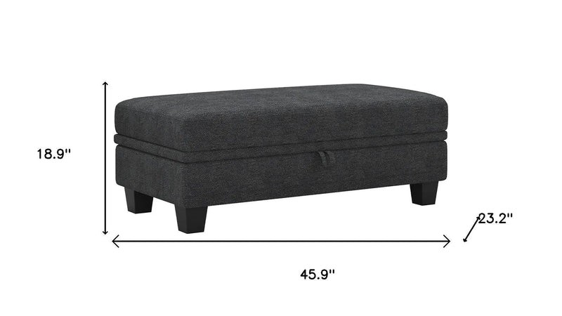 46" Gray and Black Chenille Storage Ottoman Homeroots Living Room