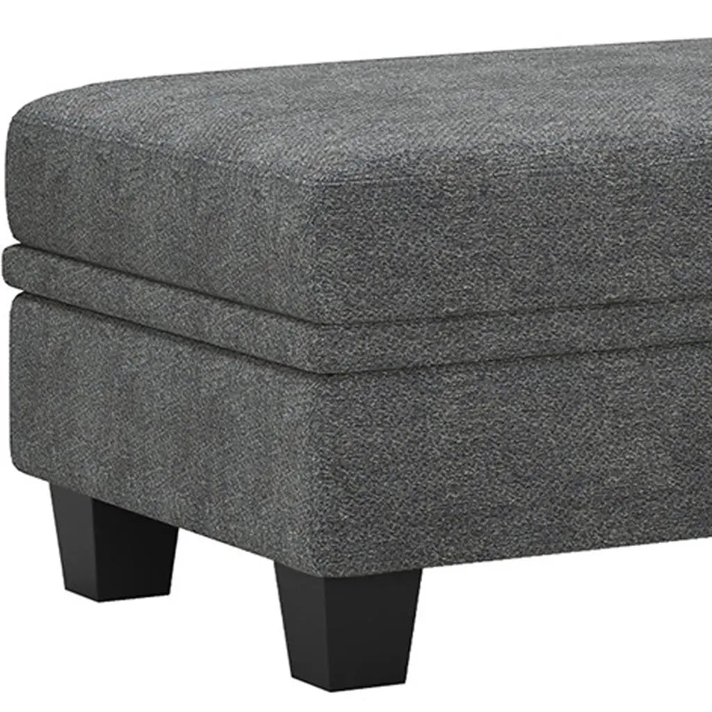 46" Light Gray and Black Chenille Storage Ottoman Homeroots Living Room