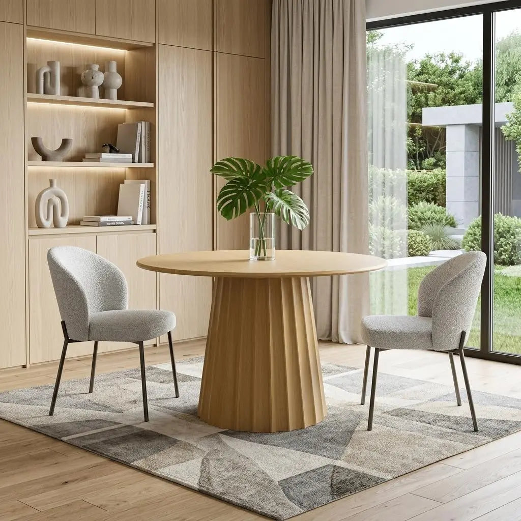 46" Natural Solid Wood Pedestal Base Round Top Dining Table Homeroots Kitchen & Dining