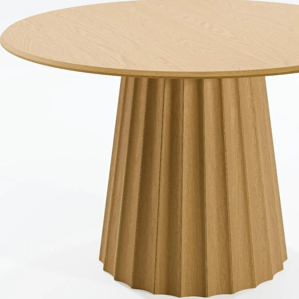 46" Natural Solid Wood Pedestal Base Round Top Dining Table Homeroots Kitchen & Dining
