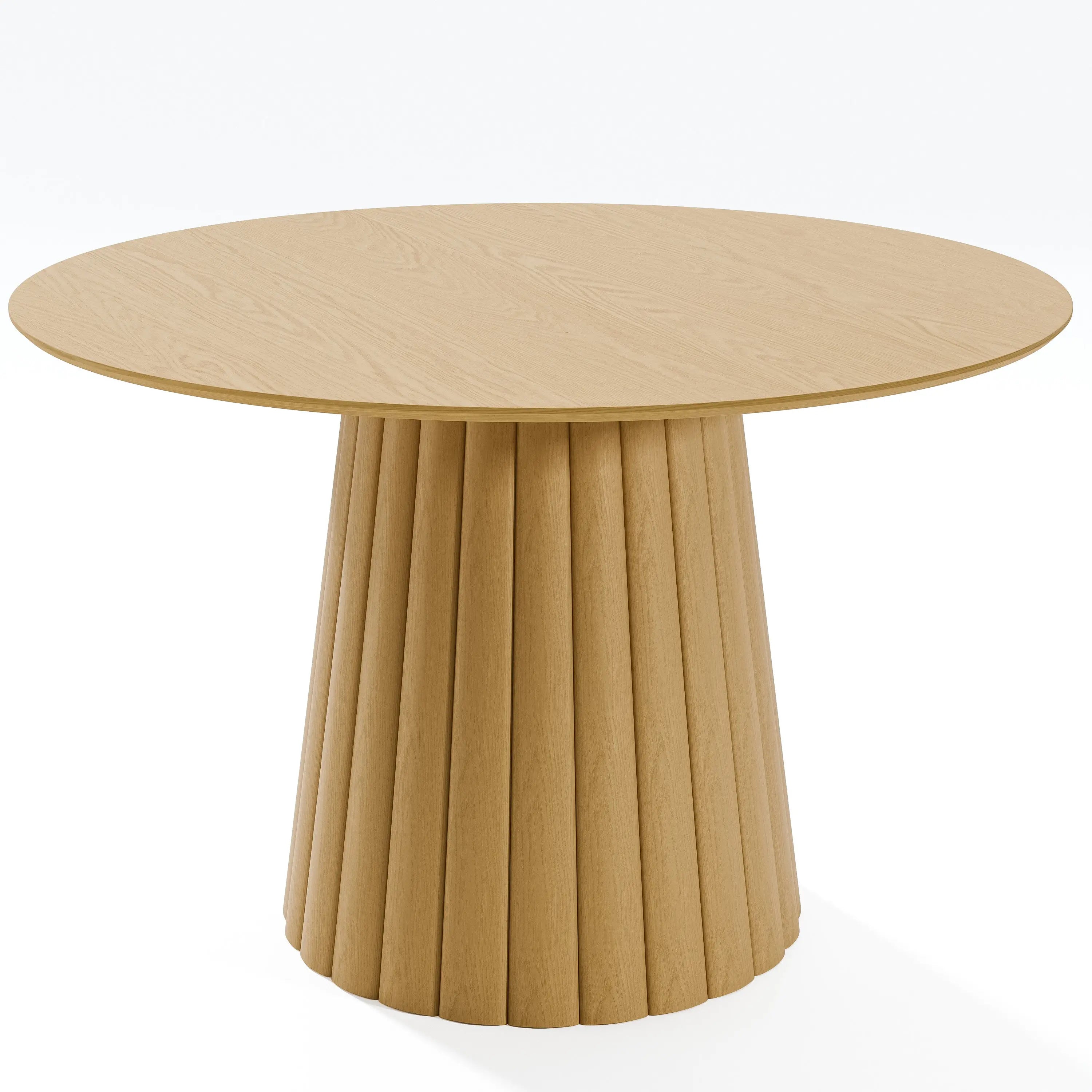 46" Natural Solid Wood Pedestal Base Round Top Dining Table Homeroots Kitchen & Dining