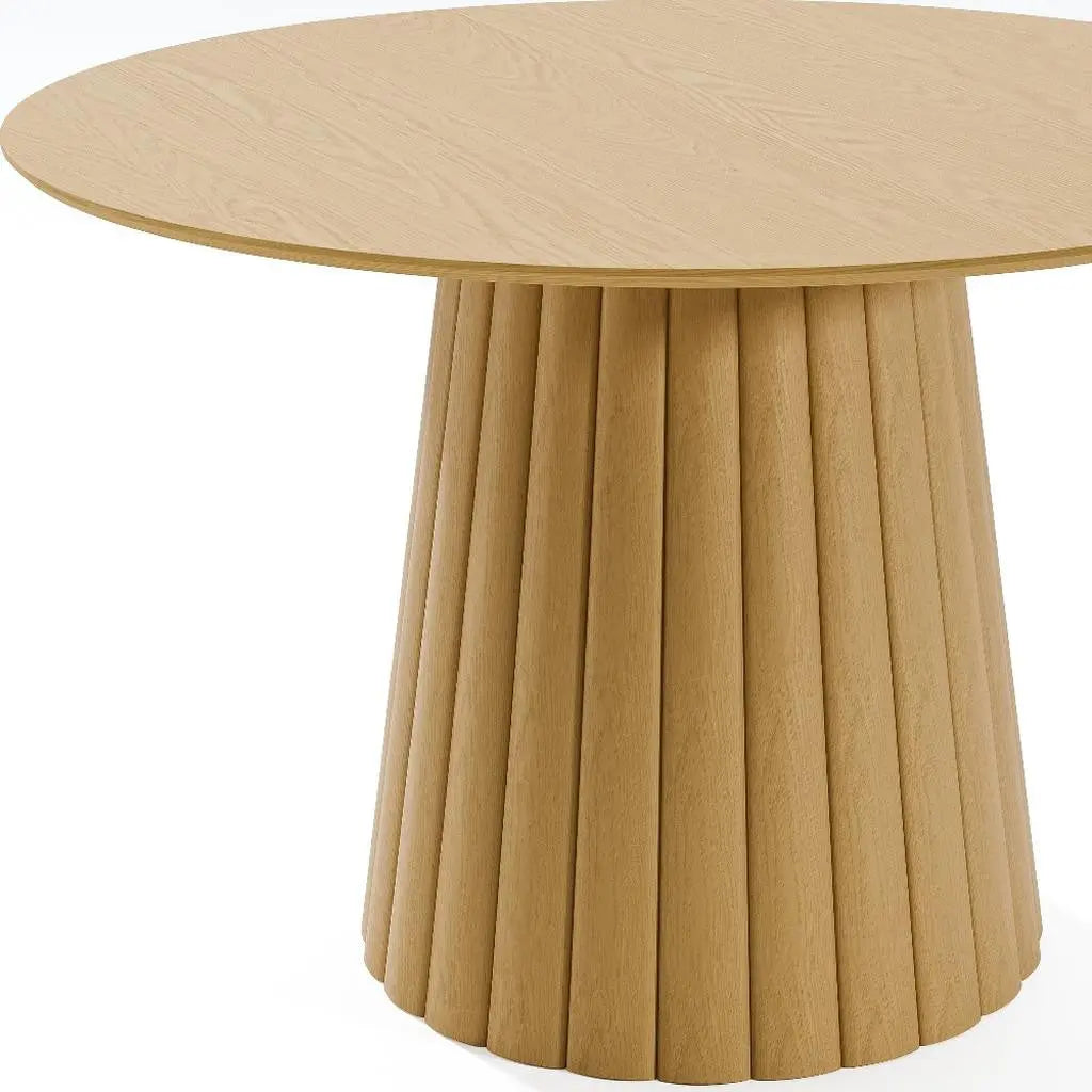 46" Natural Solid Wood Pedestal Base Round Top Dining Table Homeroots Kitchen & Dining