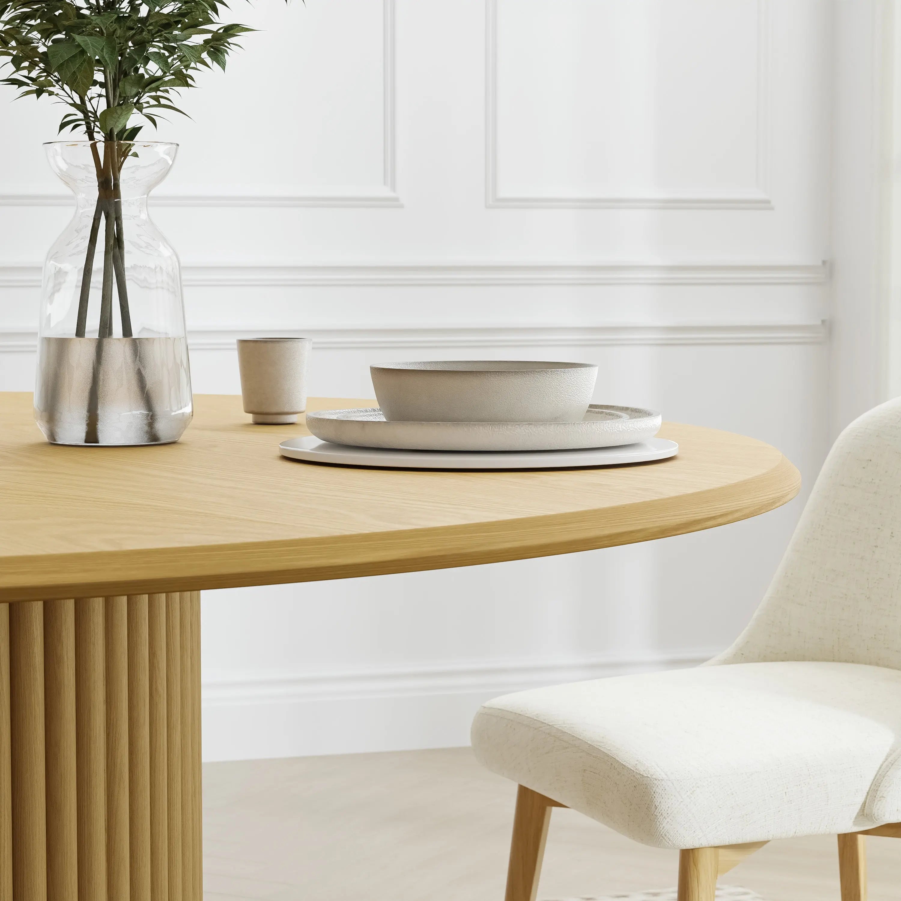 46" Natural Solid Wood Pedestal Base Round Top Dining Table Homeroots Kitchen & Dining