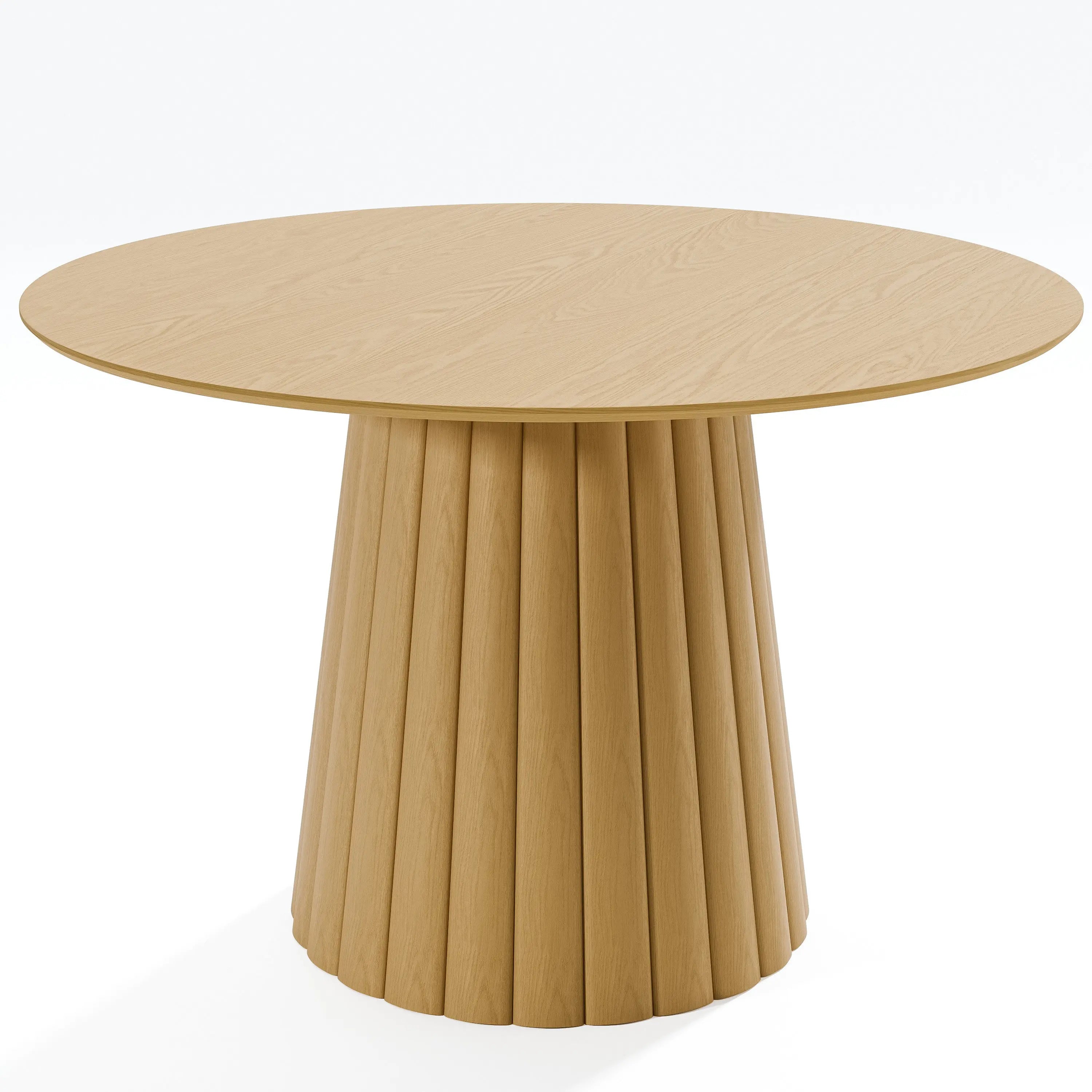 46" Natural Solid Wood Pedestal Base Round Top Dining Table Homeroots Kitchen & Dining