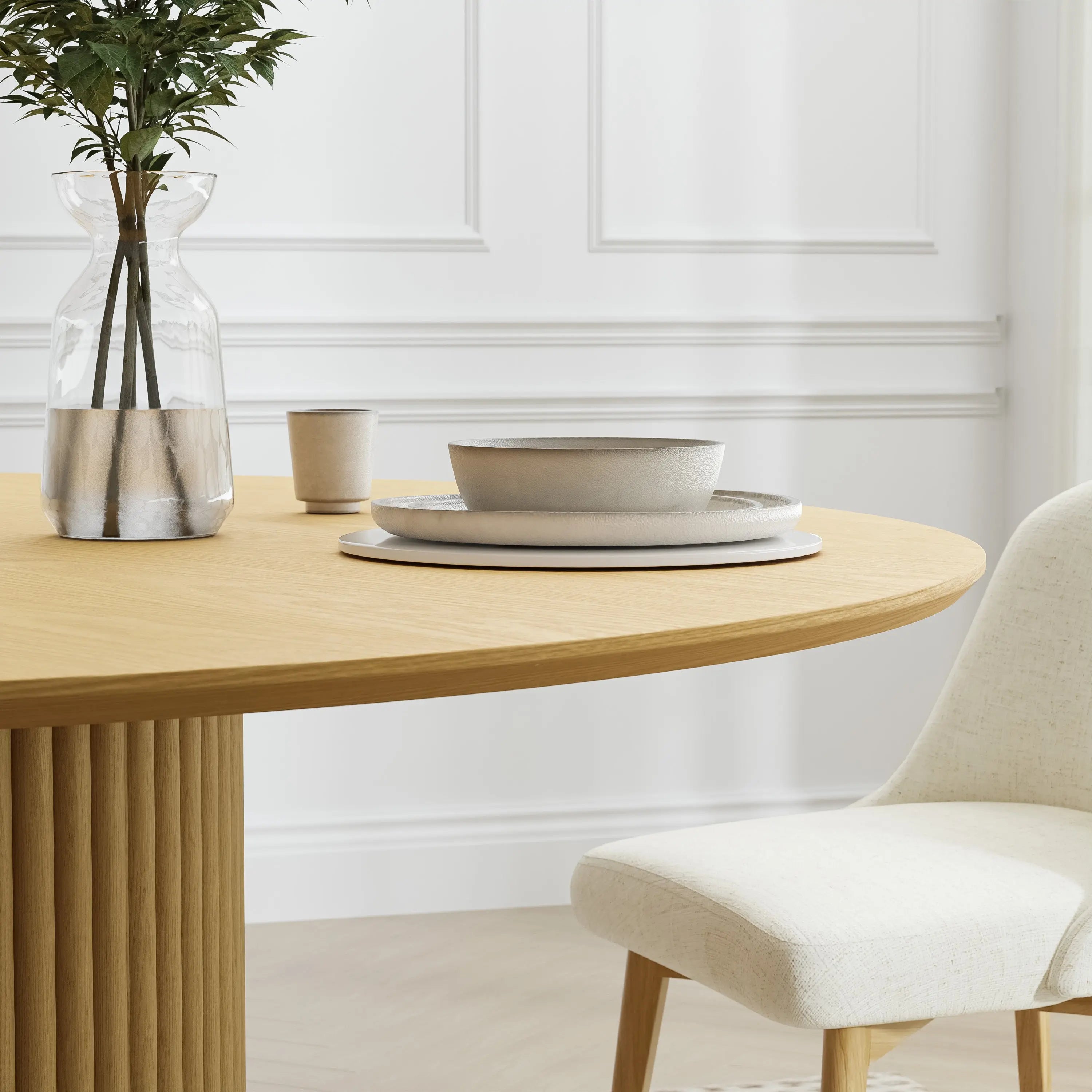 46" Natural Solid Wood Pedestal Base Round Top Dining Table Homeroots Kitchen & Dining