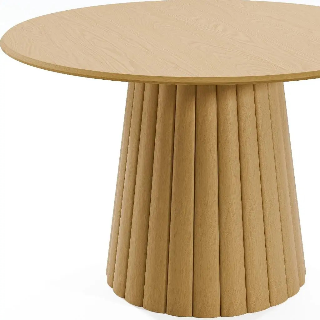 46" Natural Solid Wood Pedestal Base Round Top Dining Table Homeroots Kitchen & Dining