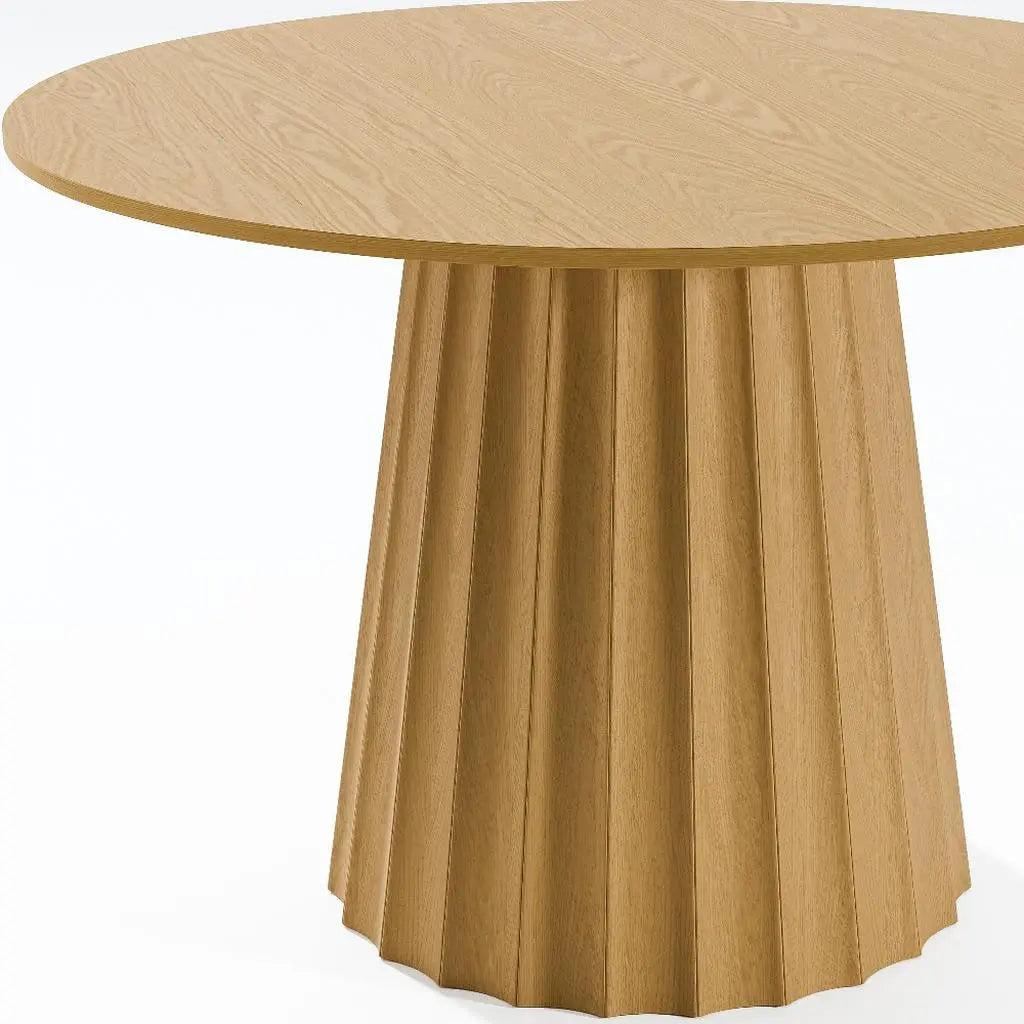 46" Natural Solid Wood Pedestal Base Round Top Dining Table Homeroots Kitchen & Dining