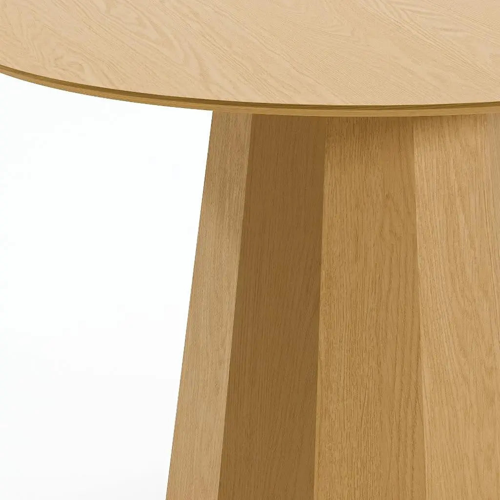 46" Oak Wood Pedestal Base Beveled Edge Round Top Dining Table Homeroots Kitchen & Dining