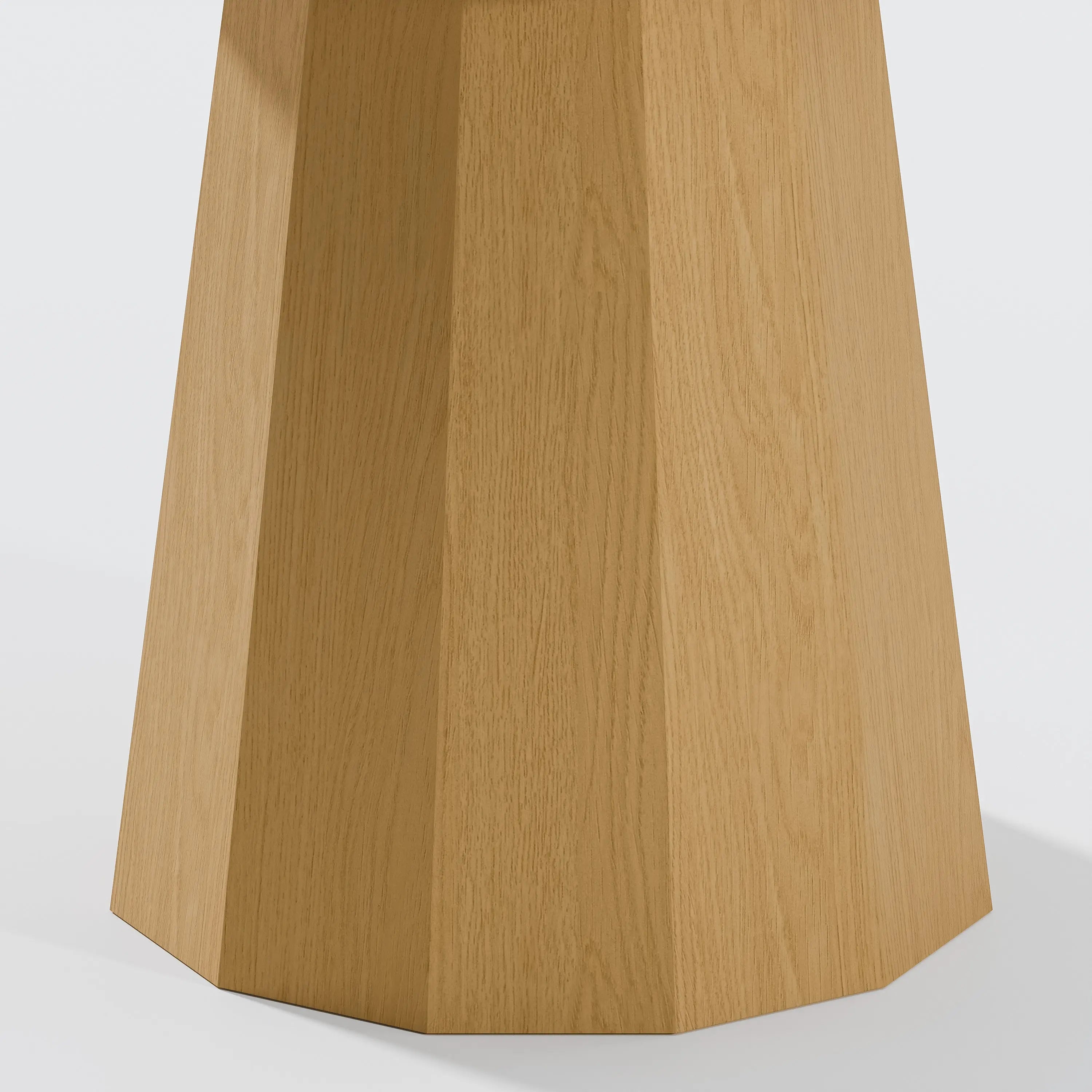 46" Oak Wood Pedestal Base Beveled Edge Round Top Dining Table Homeroots Kitchen & Dining