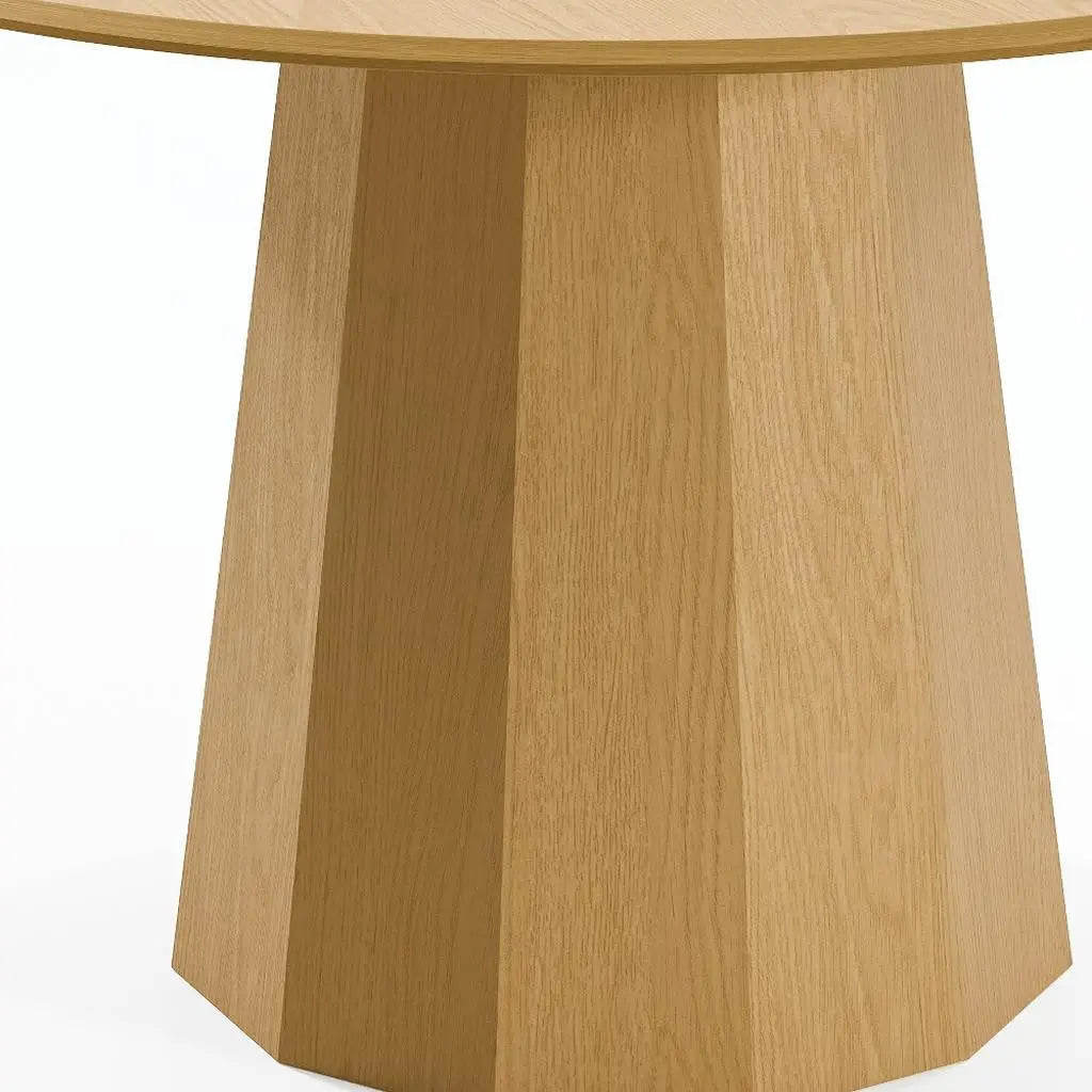 46" Oak Wood Pedestal Base Round Top Dining Table Homeroots Kitchen & Dining