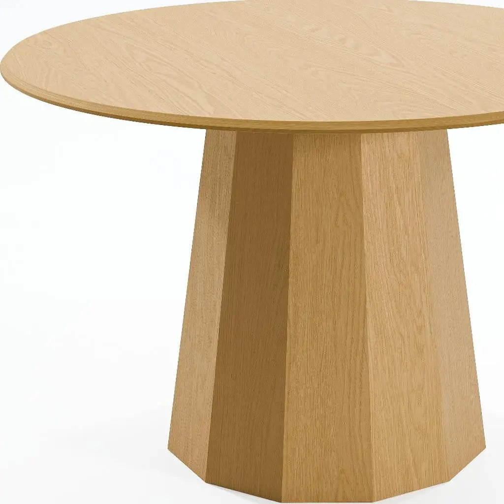 46" Oak Wood Pedestal Base Round Top Dining Table Homeroots Kitchen & Dining