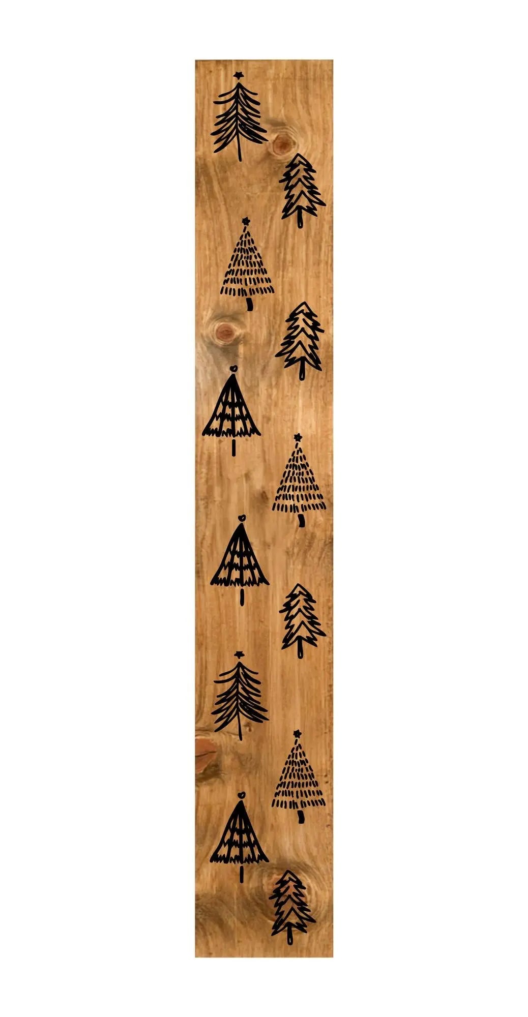 47" Black And Natural Solid Wood Christmas Christmas Trees Porch Sign Homeroots Outdoor