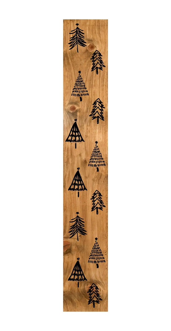 47" Black And Natural Solid Wood Christmas Christmas Trees Porch Sign Homeroots Outdoor