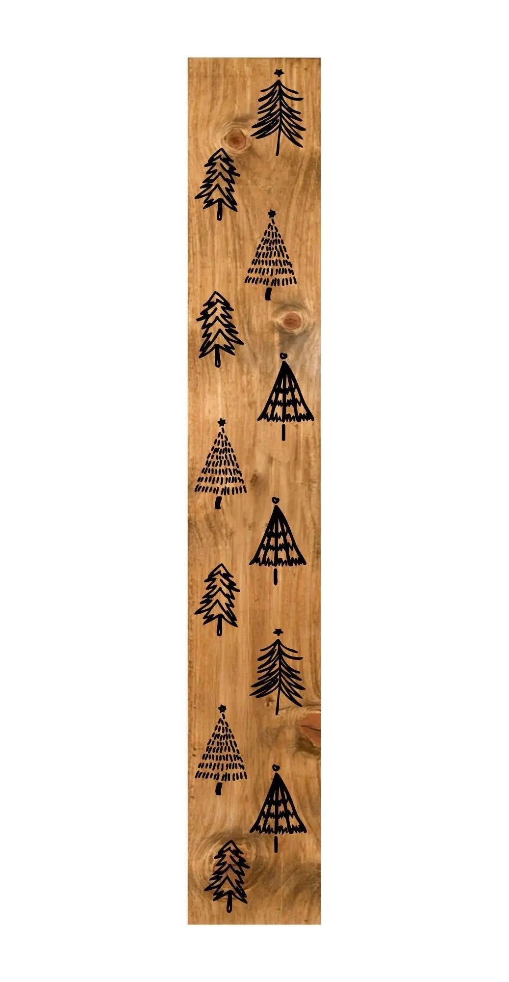 47" Black And Natural Solid Wood Christmas Christmas Trees Porch Sign Homeroots Outdoor