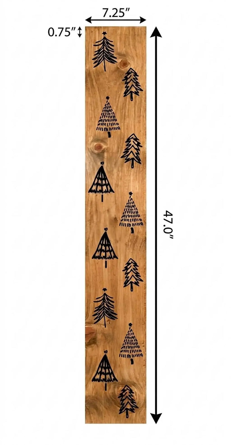 47" Black And Natural Solid Wood Christmas Christmas Trees Porch Sign Homeroots Outdoor