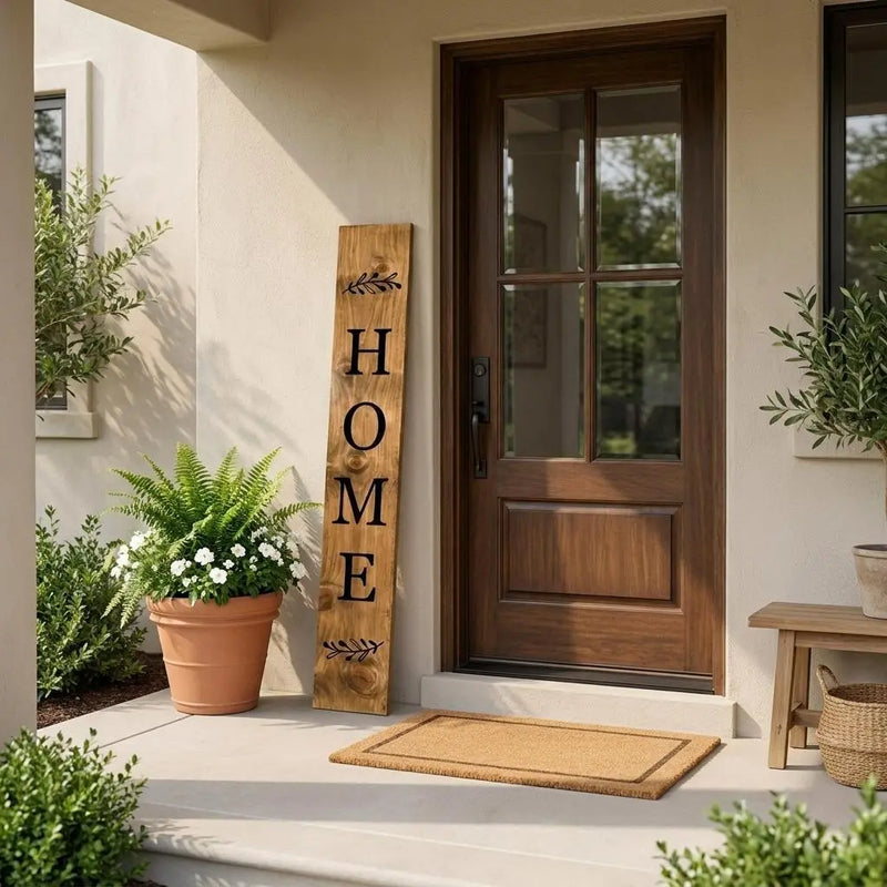 47" Black And Natural Solid Wood Home Porch Sign Homeroots Outdoor