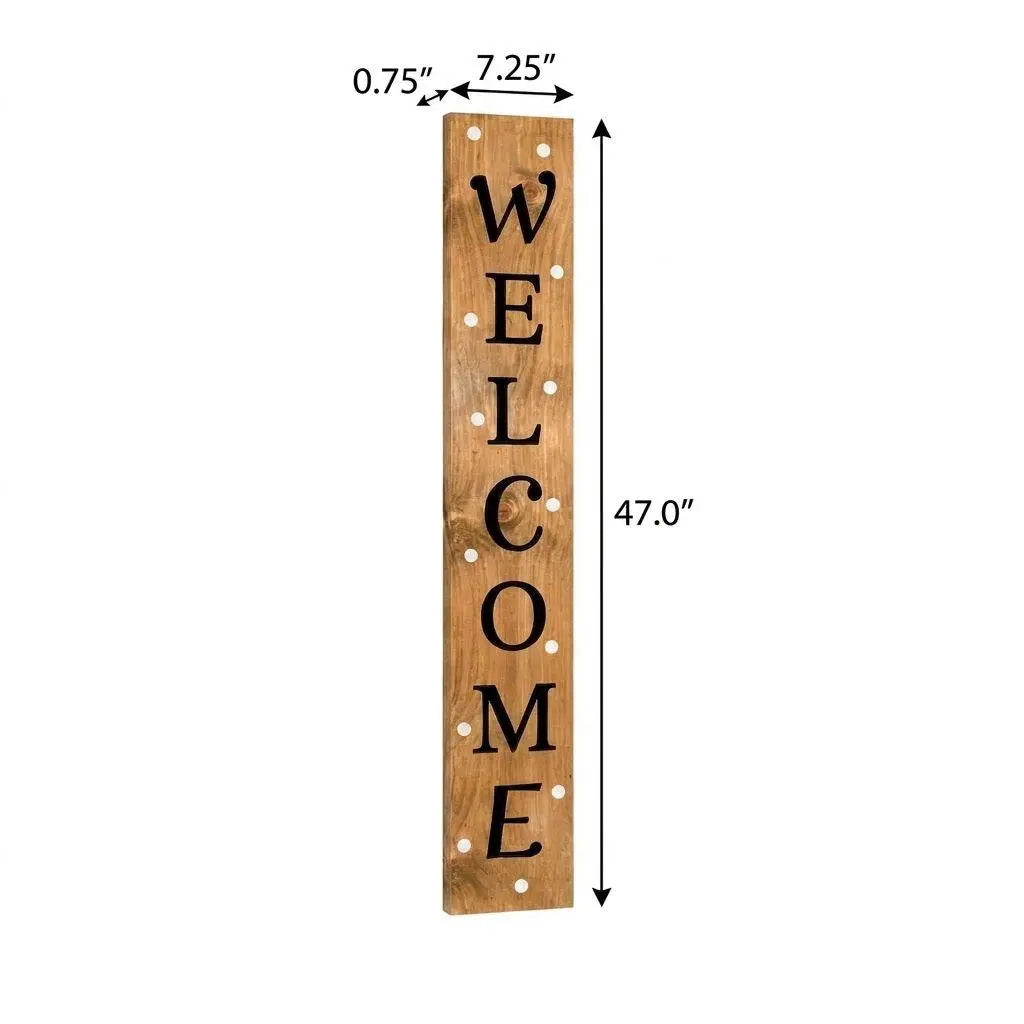 47" Black And Natural Solid Wood Welcome Porch Sign Homeroots Outdoor