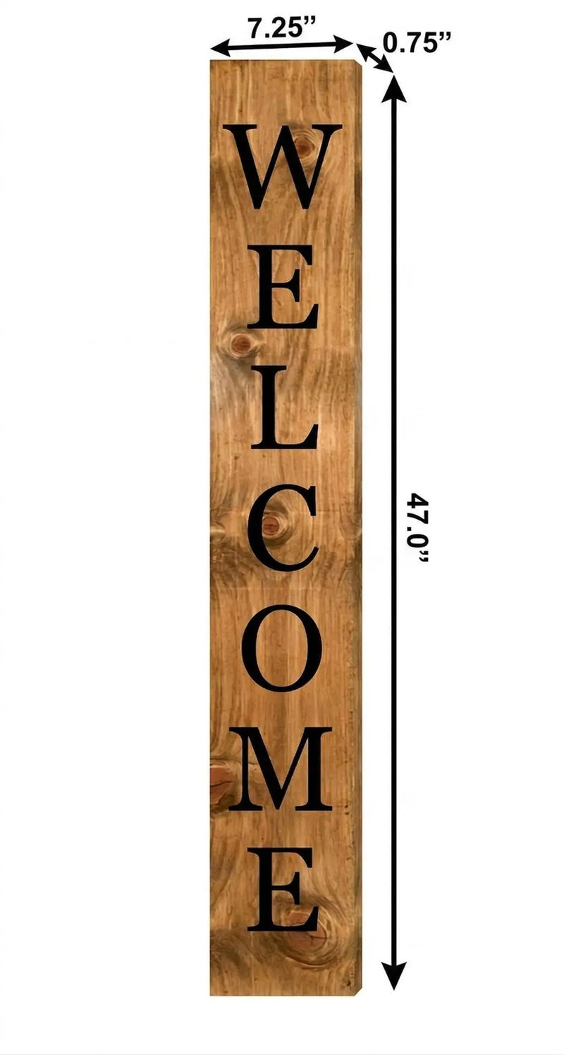 47" Black And Natural Solid Wood Welcome Porch Sign Homeroots Outdoor