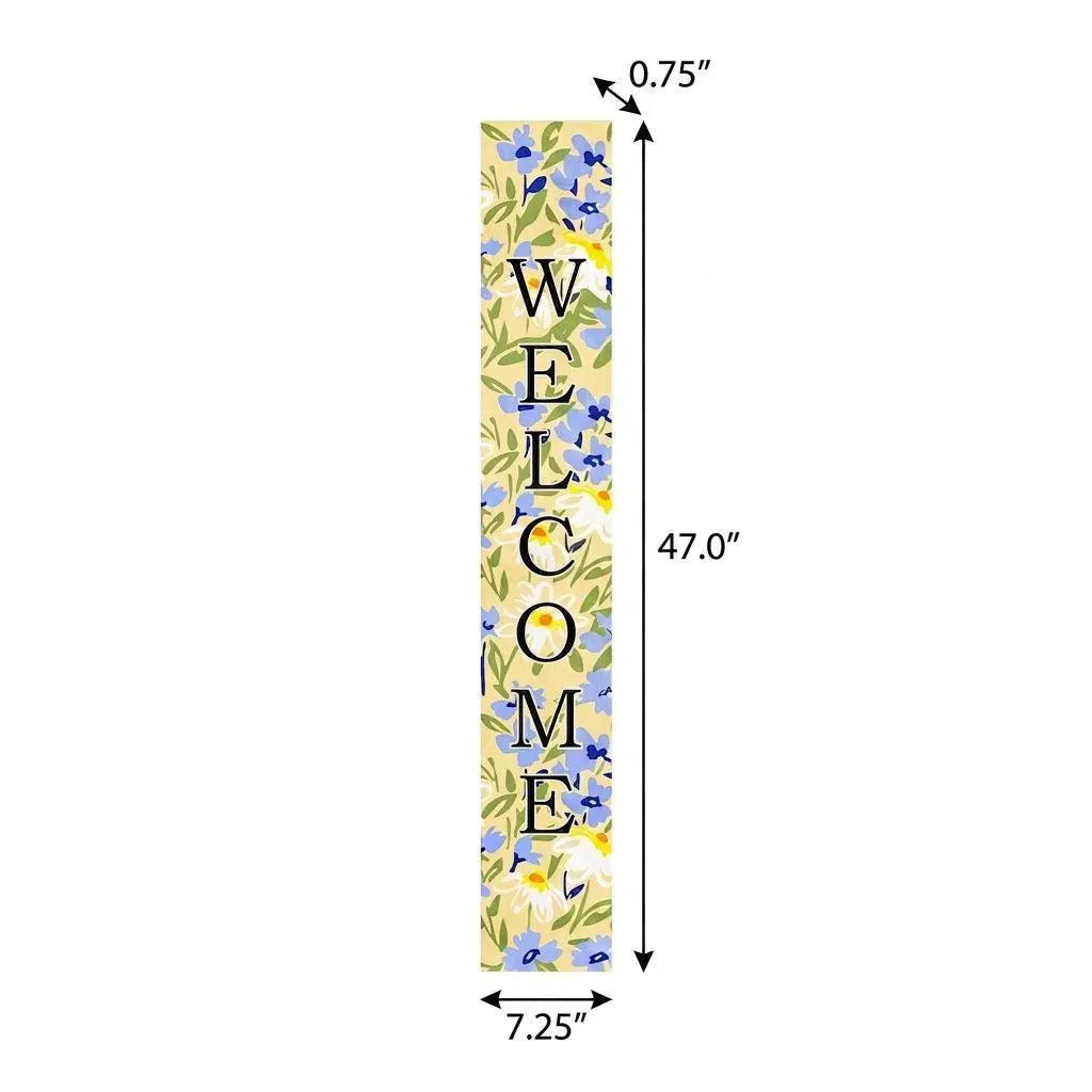 47" Black Blue Cream And Green Solid Wood Daisies Welcome Porch Sign Homeroots Outdoor