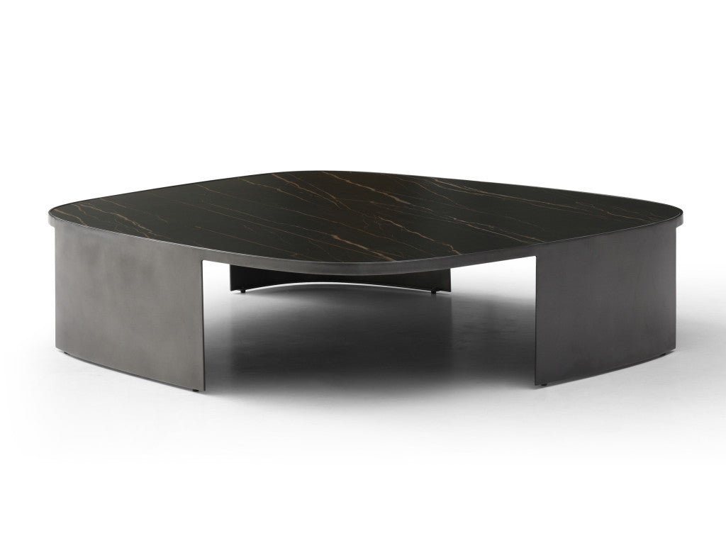 47" Black Ceramic Tile and Steel Coffee Table - GreatEagleInc